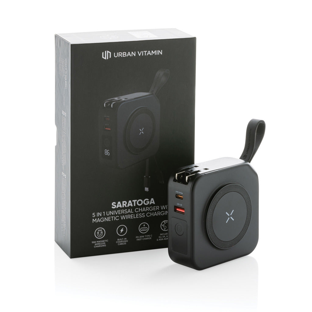 Urban Vitamin Saratoga 5-in-1 universal Charger als Werbeartikel mit Logo