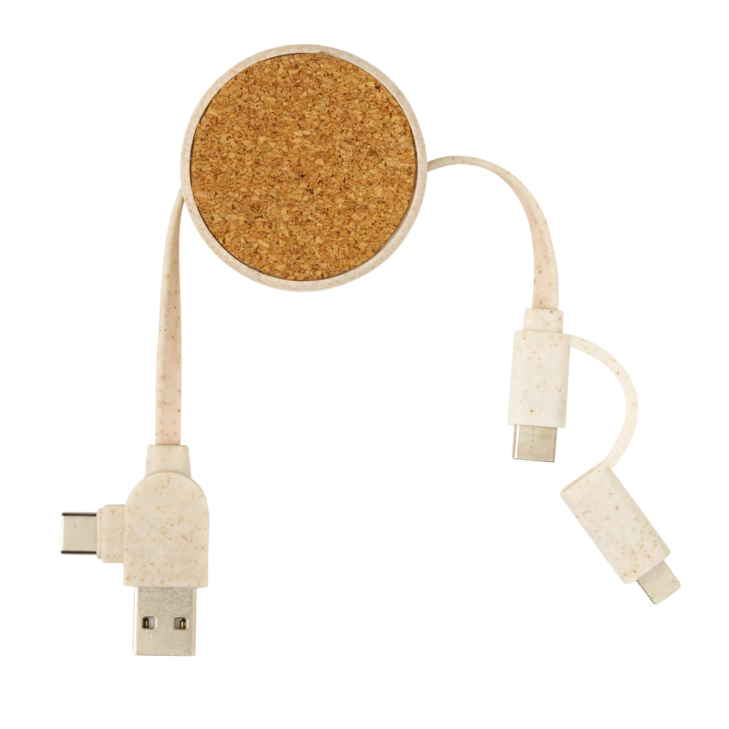 Kork und Weizen 6-in-1 ausziehbares Ladekabel – Ansicht 4