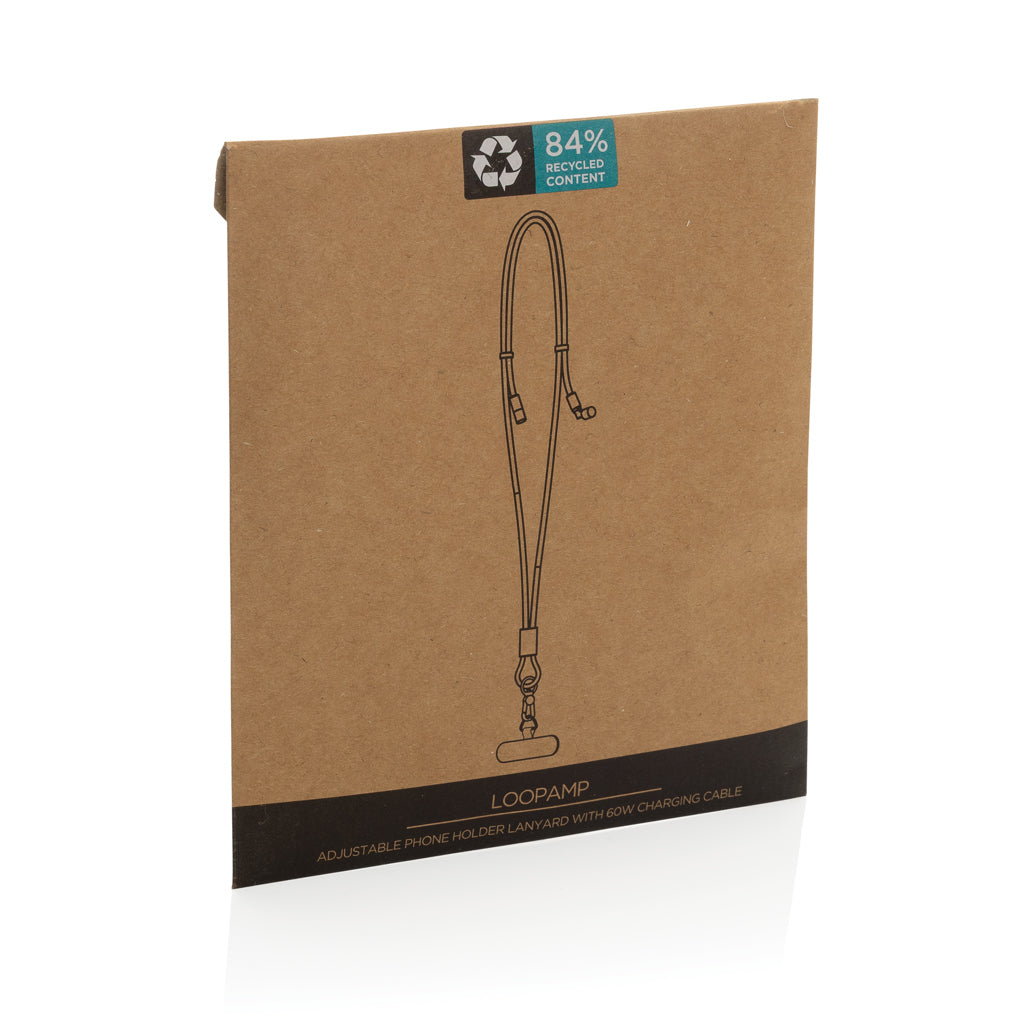 LoopAmp verstellbares 160cm 60W Telefonkabel aus RCS rPET – Ansicht 3