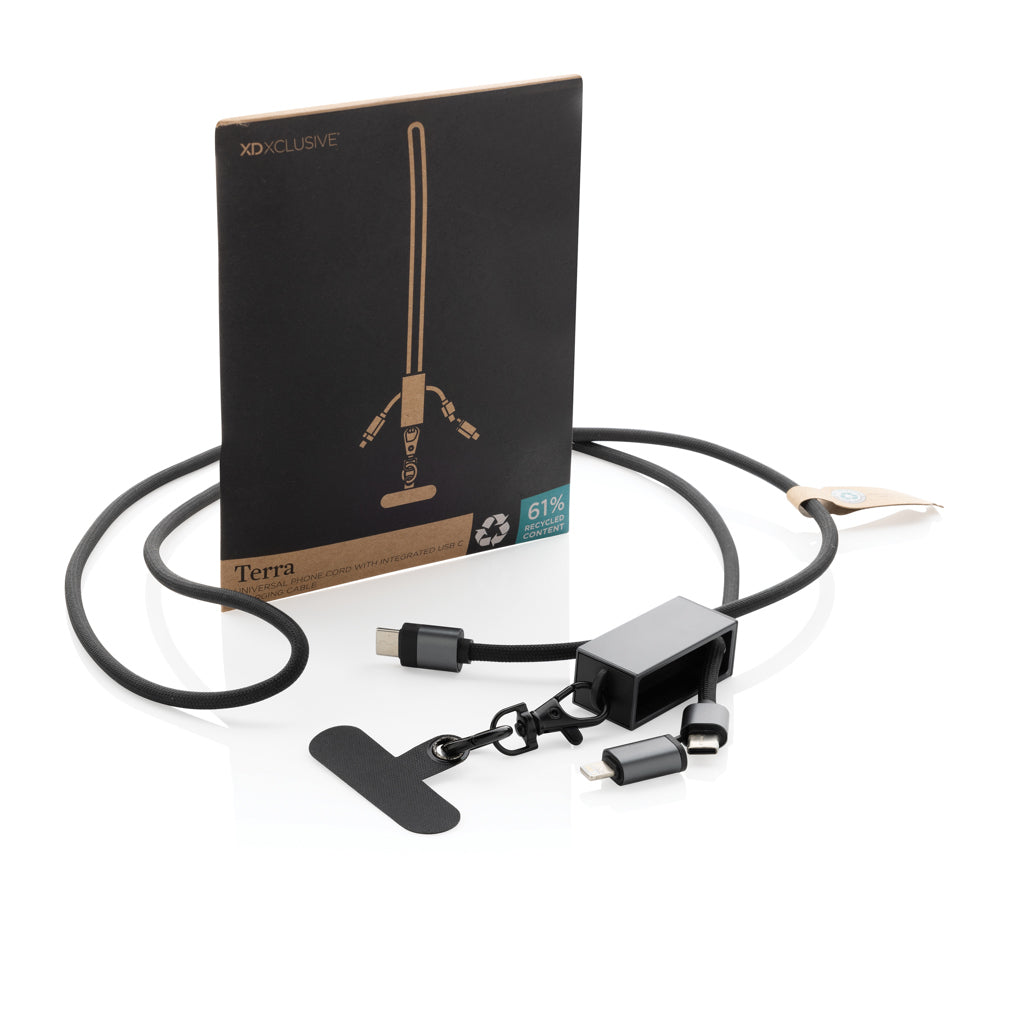 Terra 60Wduales Ladekabel aus RCS recyceltem PET mit Lanyard – Ansicht 2