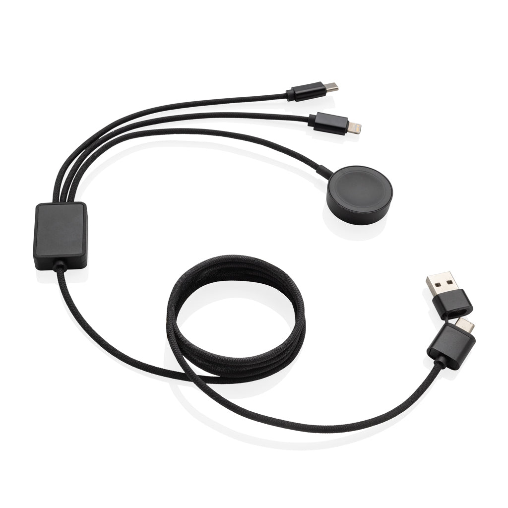 Terra RCS rPET 6-in-1-Ladekabel mit Uhrenladegerät – Ansicht 1