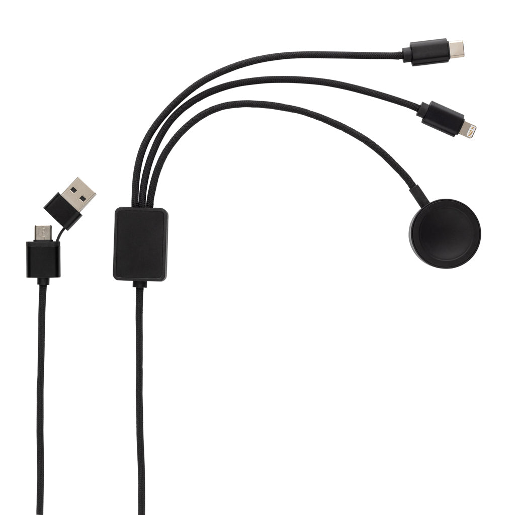 Terra RCS rPET 6-in-1-Ladekabel mit Uhrenladegerät – Ansicht 4