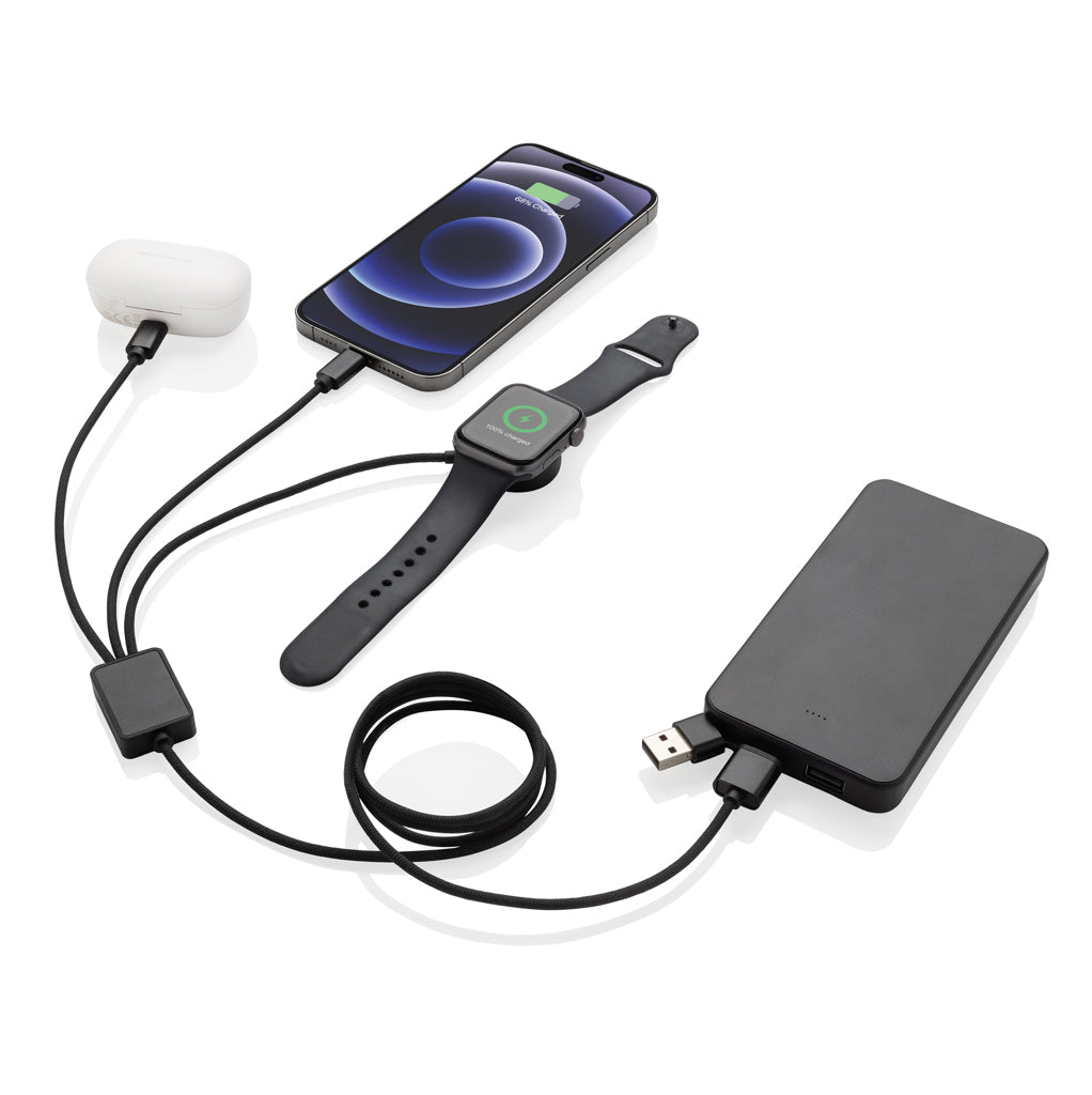 Terra RCS rPET 6-in-1-Ladekabel mit Uhrenladegerät – Ansicht 3