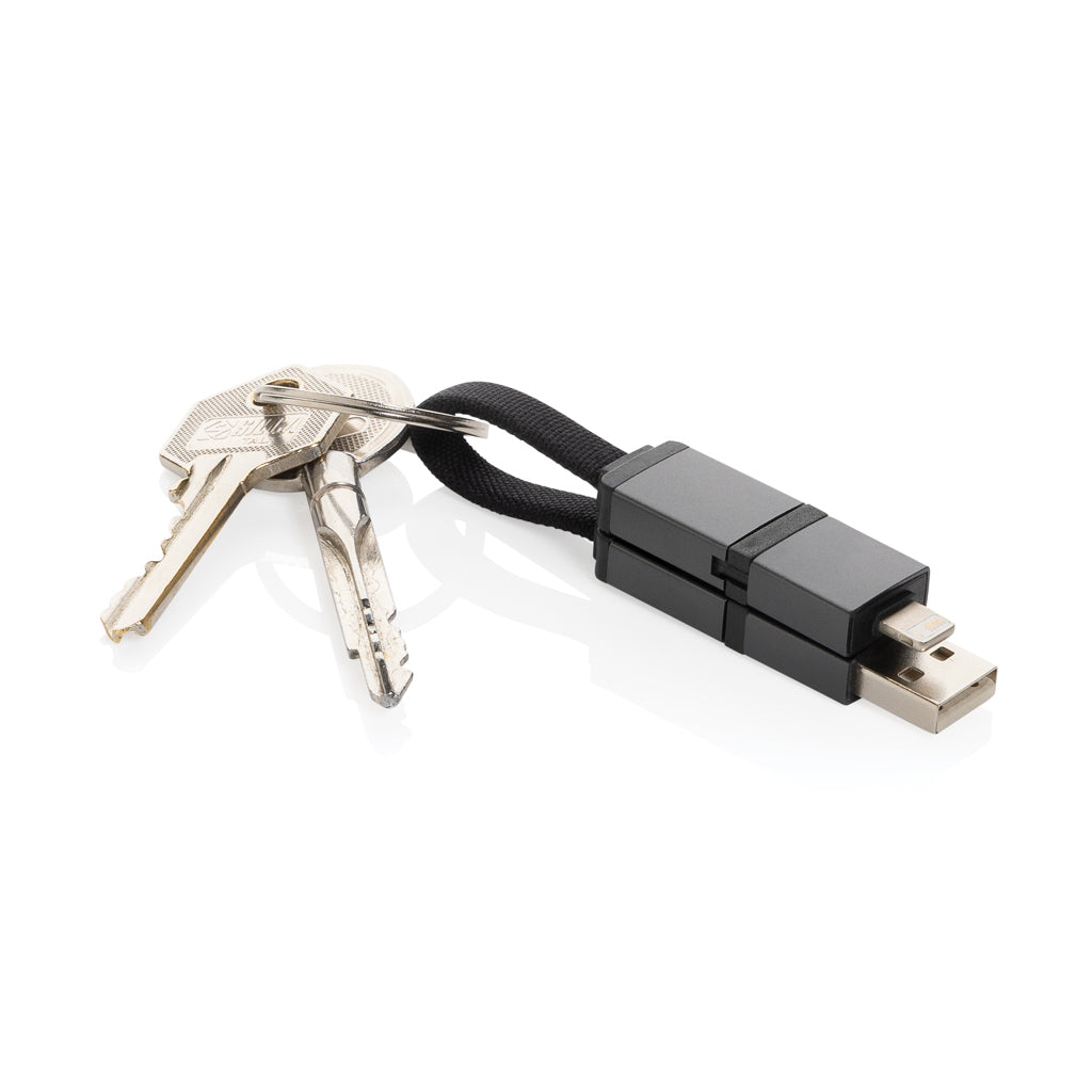 Terra 4-in-1 Schnellladekabel für den Schlüsselbund aus rAlu – Ansicht 3