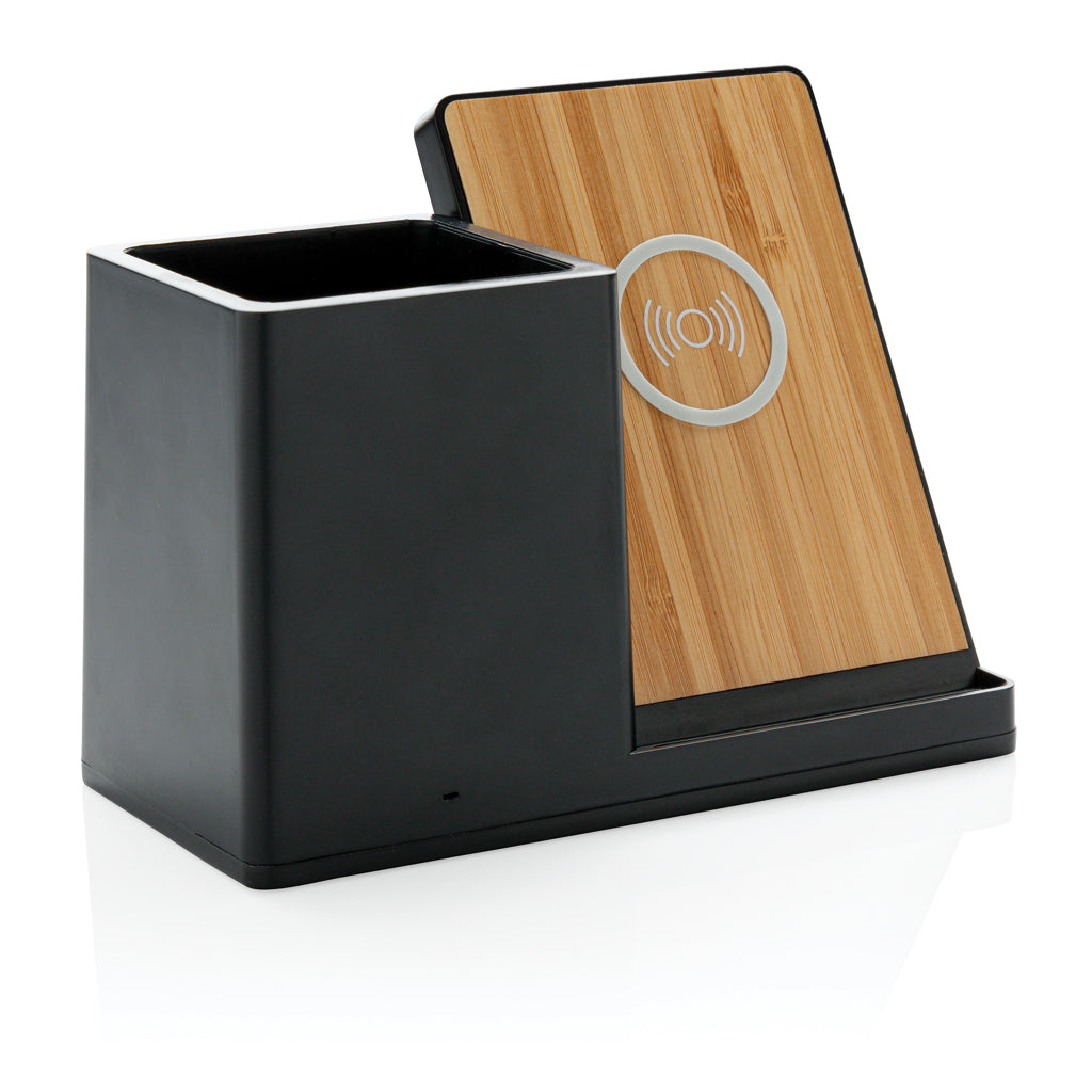 Ontario 10W Wireless Charger aus Bambus und RCS Kunststoff – Ansicht 1