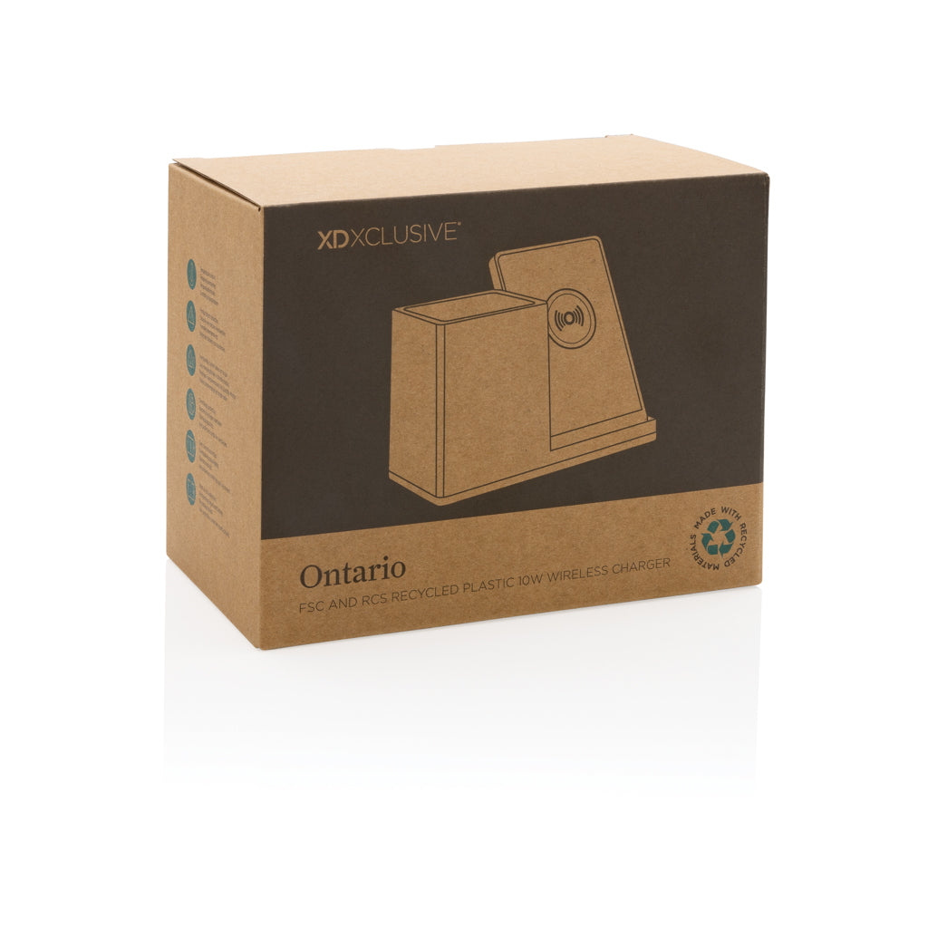 Ontario 10W Wireless Charger aus Bambus und RCS Kunststoff – Ansicht 4