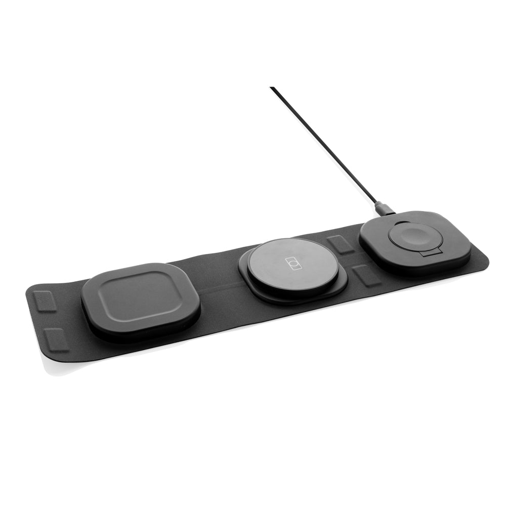 Swiss Peak 15W 3-in 1 Wireless-Reise-Charger aus RCS Plastik – Ansicht 1