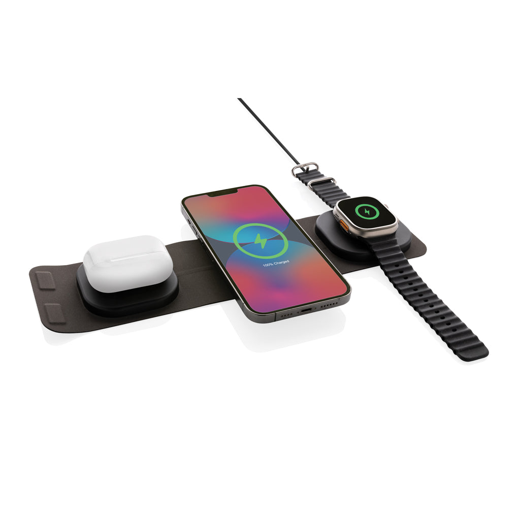 Swiss Peak 15W 3-in 1 Wireless-Reise-Charger aus RCS Plastik – Ansicht 7
