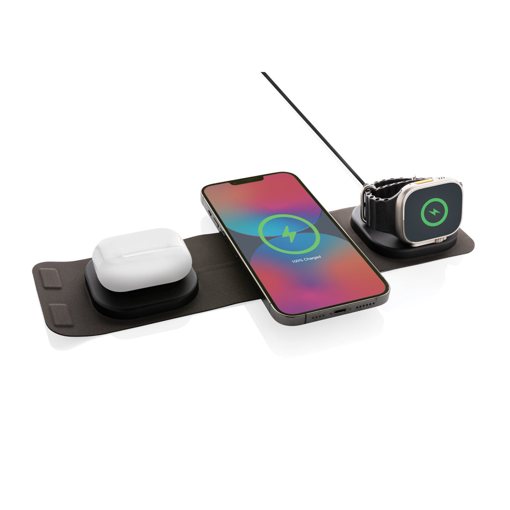 Swiss Peak 15W 3-in 1 Wireless-Reise-Charger aus RCS Plastik – Ansicht 2