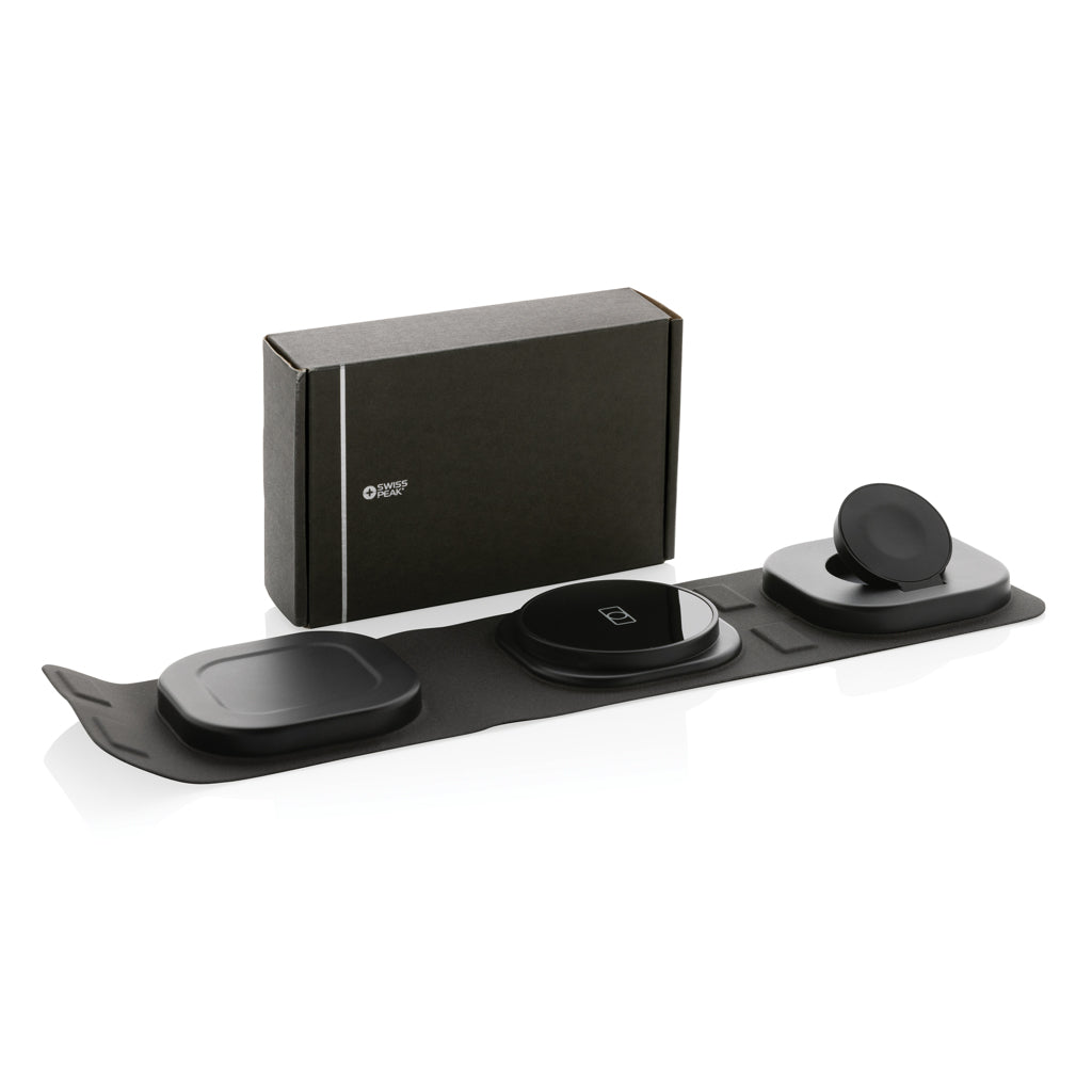 Swiss Peak 15W 3-in 1 Wireless-Reise-Charger aus RCS Plastik – Ansicht 3