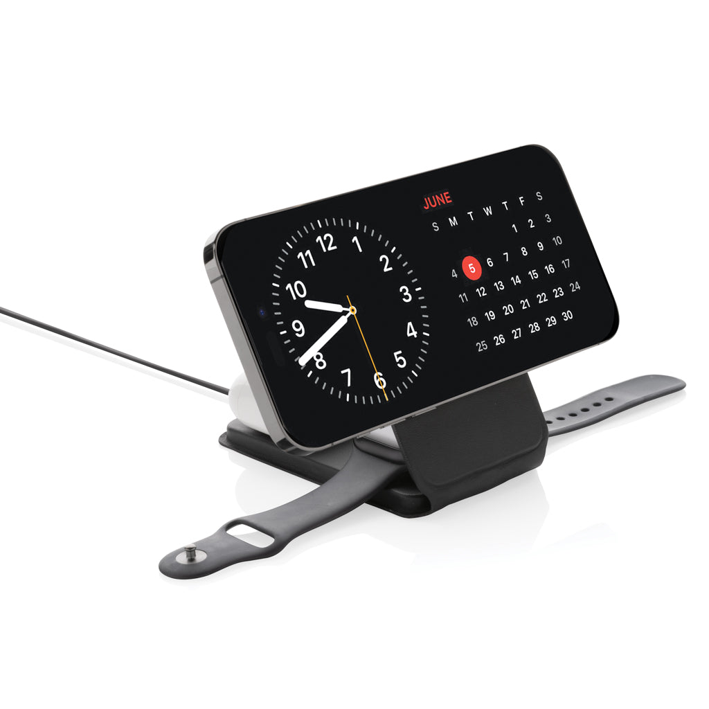 Swiss Peak 15W 3-in-1 magnetischer Wireles Charger aus rPU – Ansicht 4
