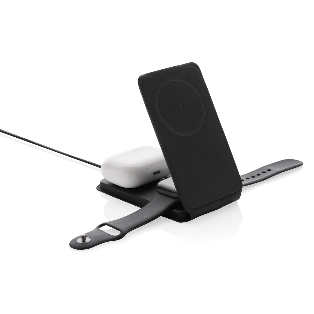 Swiss Peak 15W 3-in-1 magnetischer Wireles Charger aus rPU – Ansicht 8