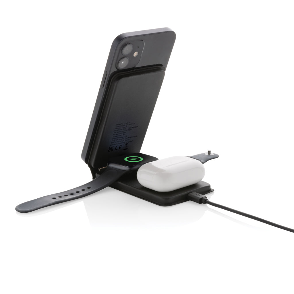 Swiss Peak 15W 3-in-1 magnetischer Wireles Charger aus rPU – Ansicht 3