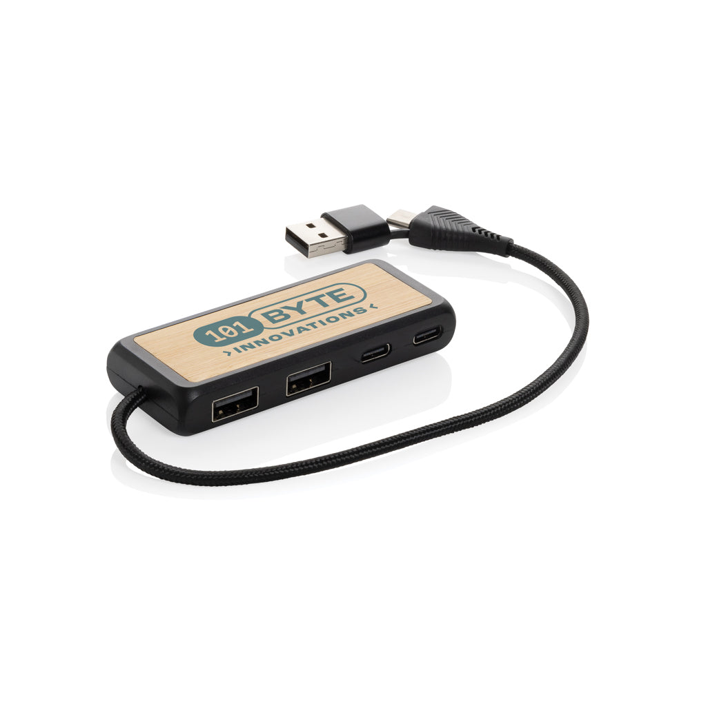Link Dual Input USB Hub aus RCS rec. Kunststoff und Bambus – Ansicht 3