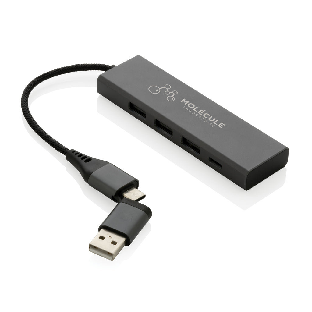 Terra Hub aus RCS recyceltem Aluminium mit 3 USB-Anschlüssen – Ansicht 5