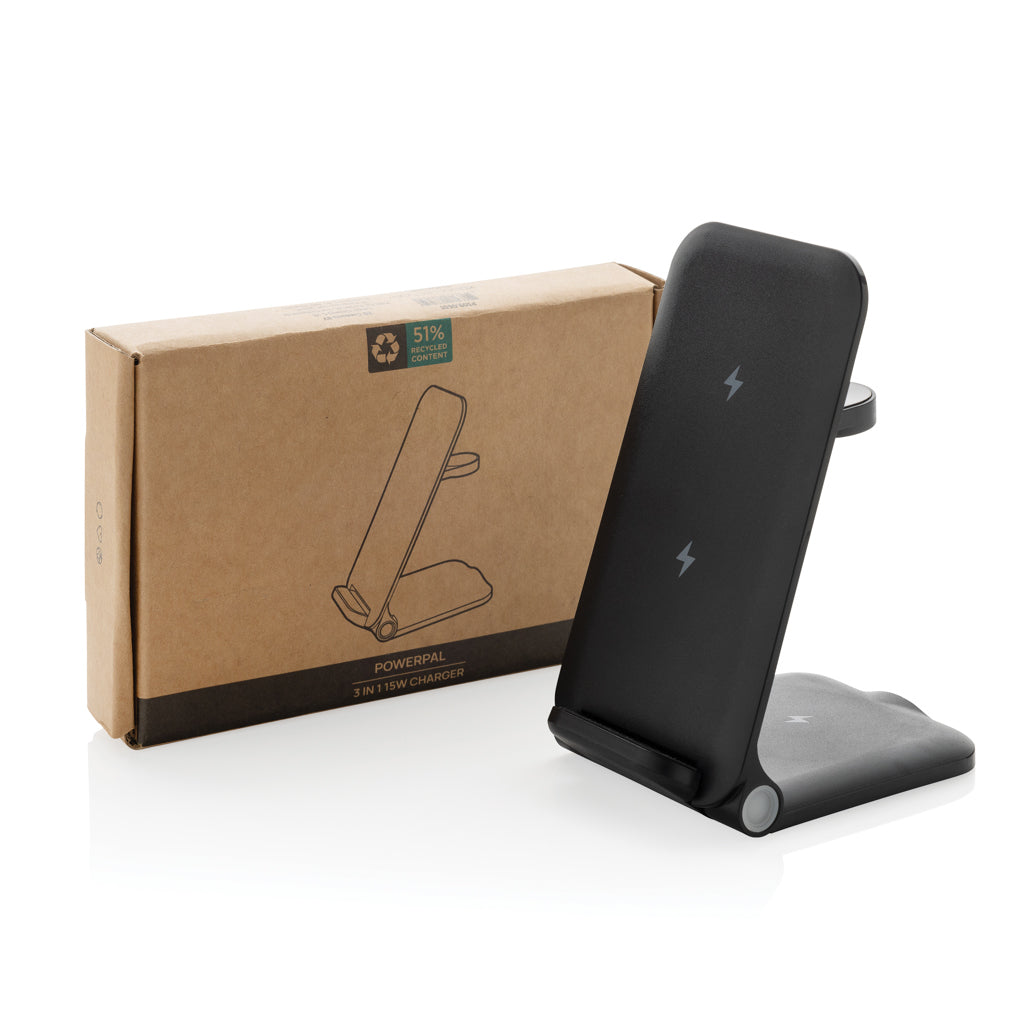 Powerpal 3-in-1 15W-Ladegerät aus RCS recyceltem Kunststoff – Ansicht 6