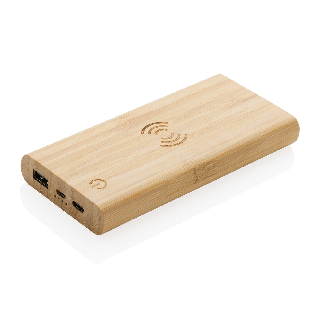 8.000mAh Bambus-Wireless-Powerbank – Ansicht 1