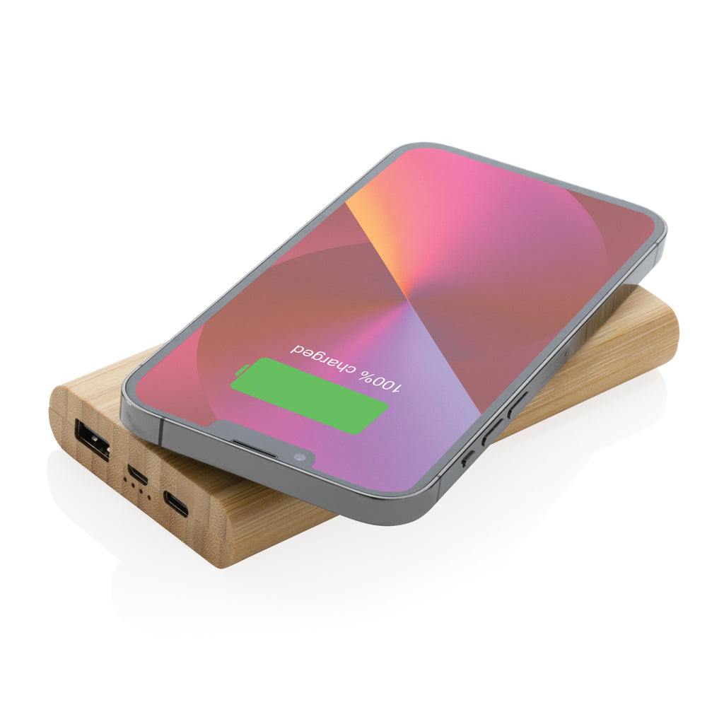 8.000mAh Bambus-Wireless-Powerbank – Ansicht 2