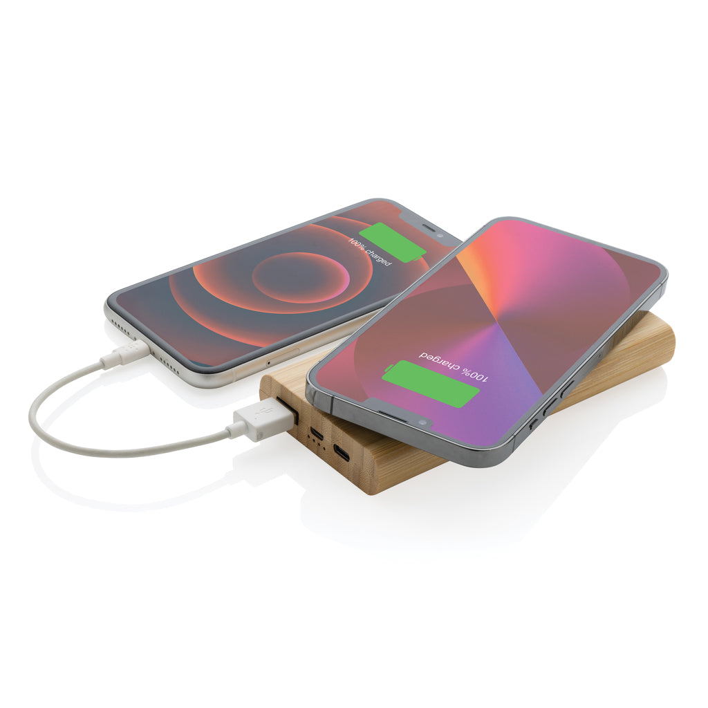 8.000mAh Bambus-Wireless-Powerbank – Ansicht 3