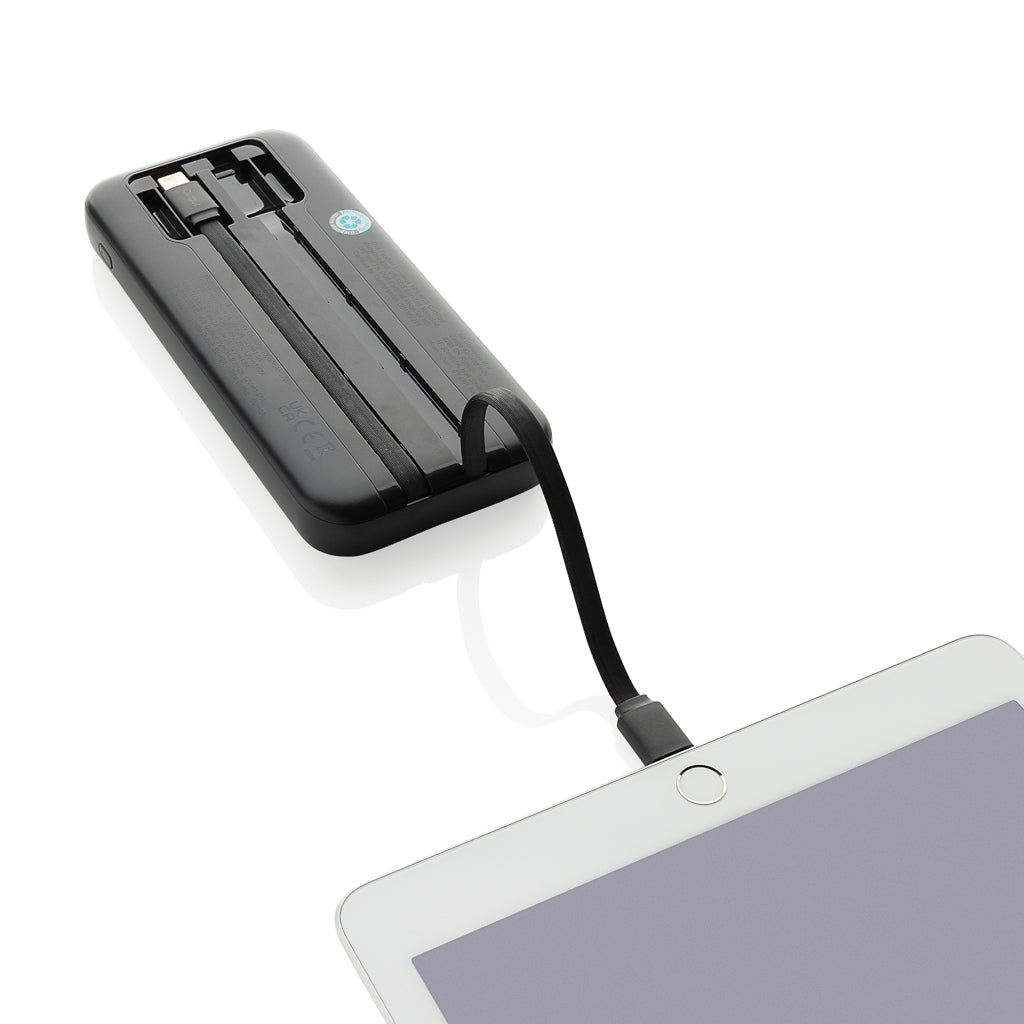 Turbopack 10000mAh Powerbank mit integr. Kabeln aus RCS rABS – Ansicht 5