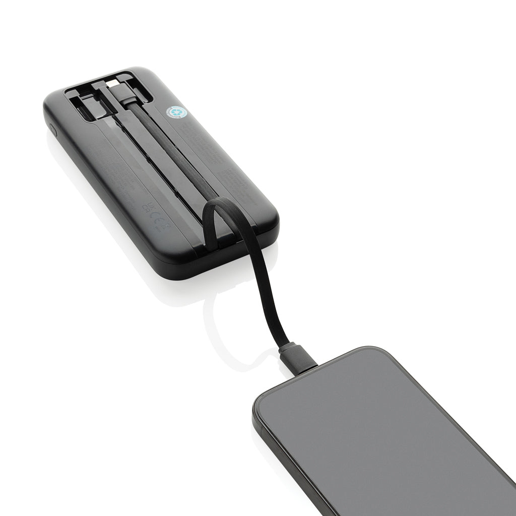 Turbopack 10000mAh Powerbank mit integr. Kabeln aus RCS rABS – Ansicht 6
