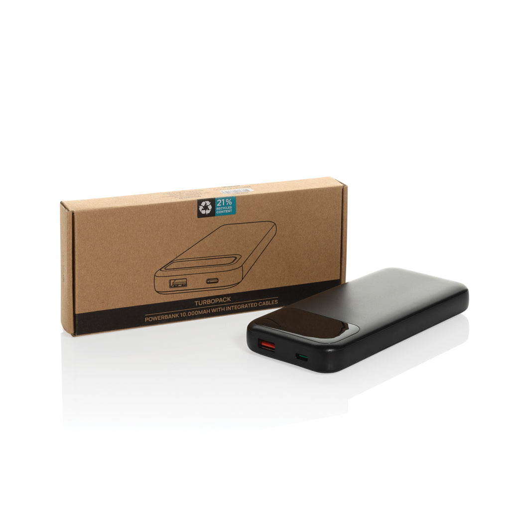 Turbopack 10000mAh Powerbank mit integr. Kabeln aus RCS rABS – Ansicht 2
