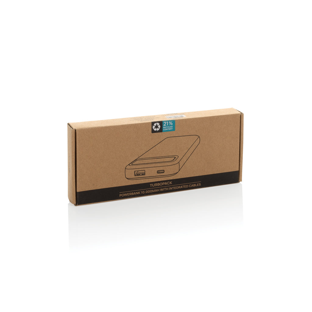 Turbopack 10000mAh Powerbank mit integr. Kabeln aus RCS rABS – Ansicht 3