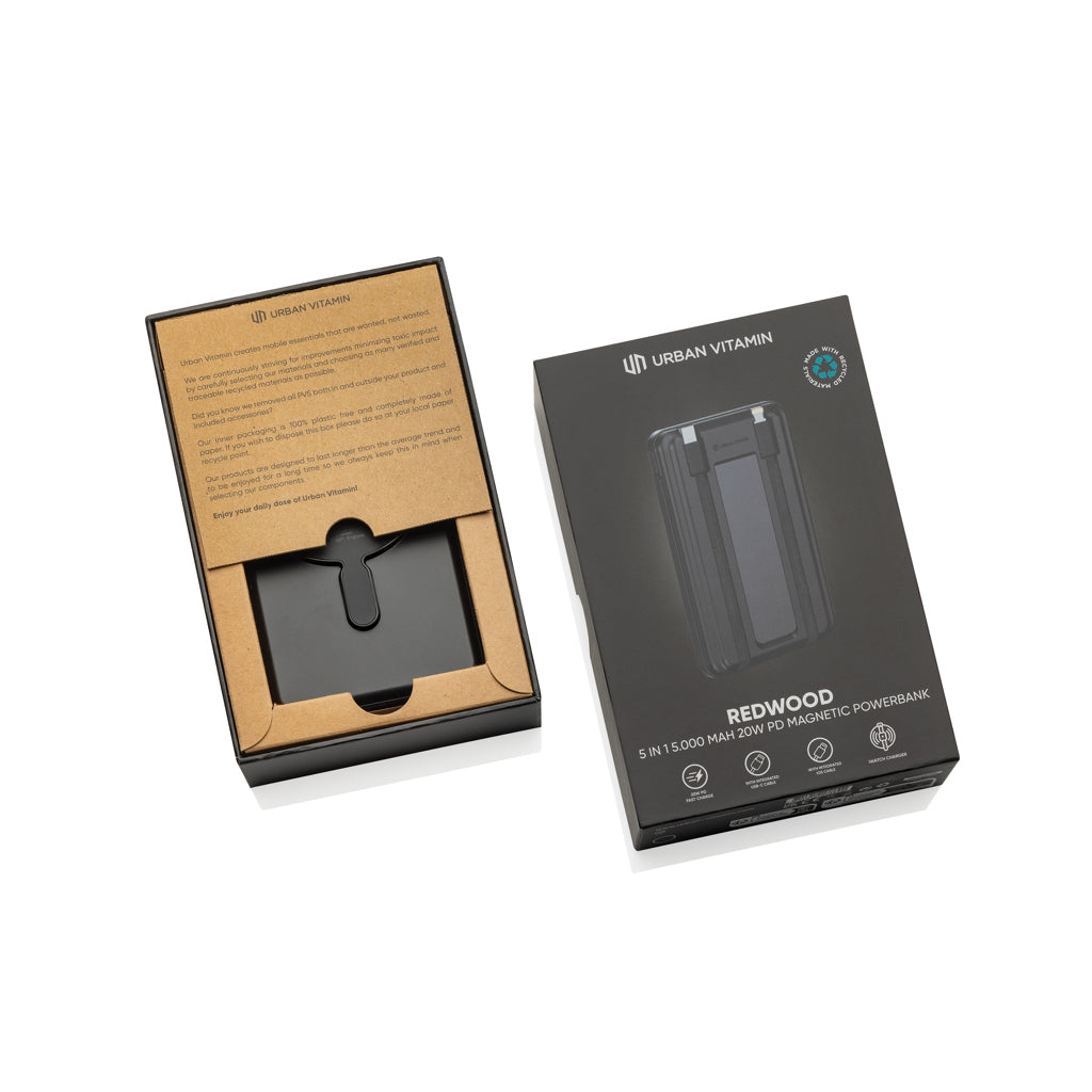 Urban Vitamin Redwood 5-in-1 5.000mAh 20W PD magn. Powerbank – Ansicht 2