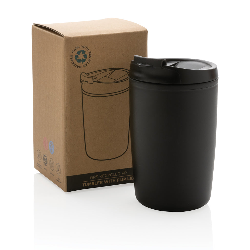 GRS recycelter PP-Becher mit Flip-Deckel – Ansicht 2