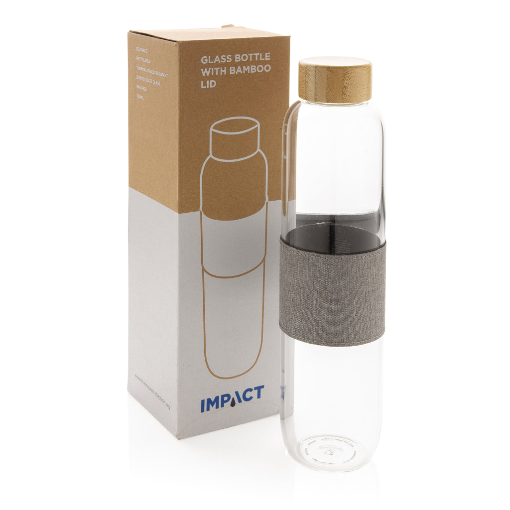 Impact Borosilikat-Glasflasche mit Bambusdeckel – Ansicht 3