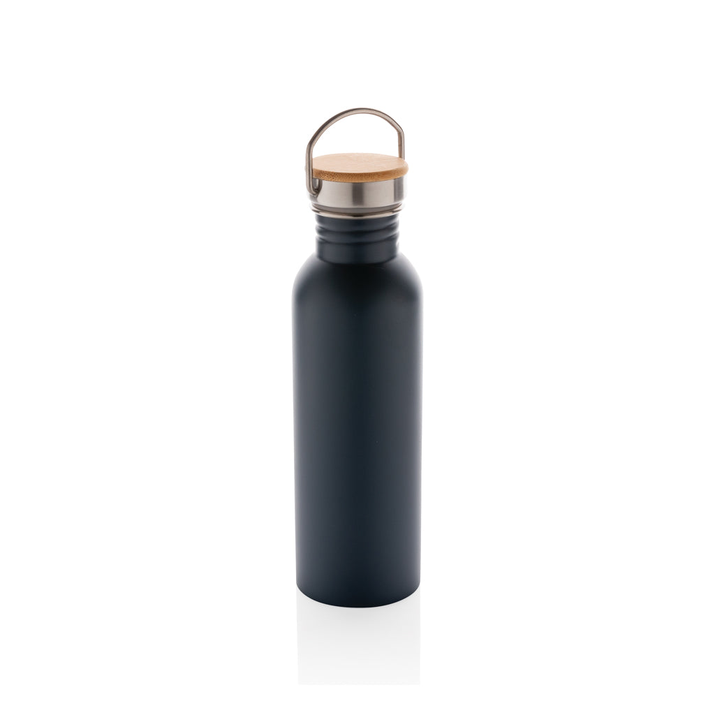 Moderne Stainless-Steel Flasche mit Bambusdeckel – Ansicht 1
