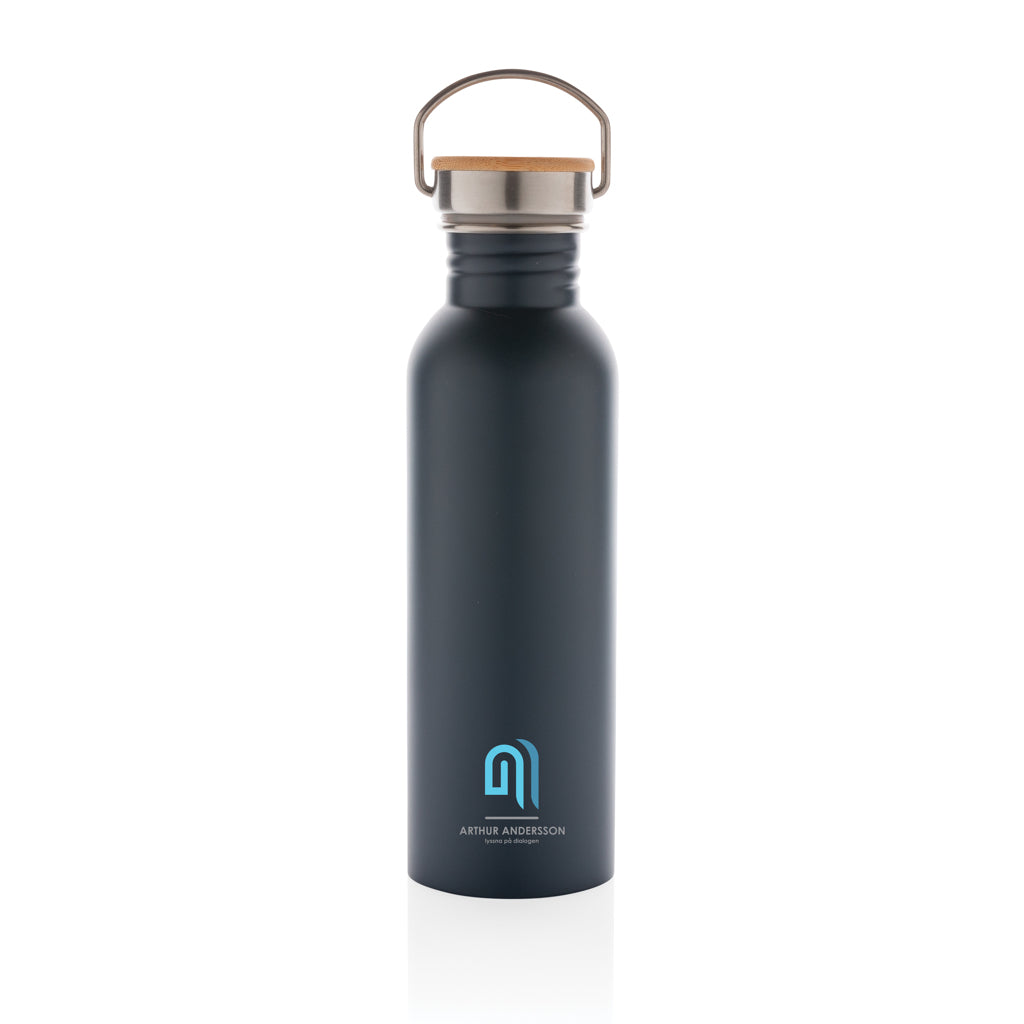 Moderne Stainless-Steel Flasche mit Bambusdeckel – Ansicht 8