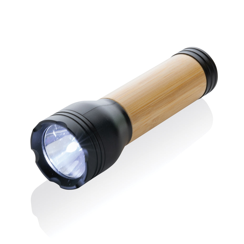 Lucid 3W Taschenlampe aus RCS recycelt. Kunststoff & Bambus – Ansicht 1