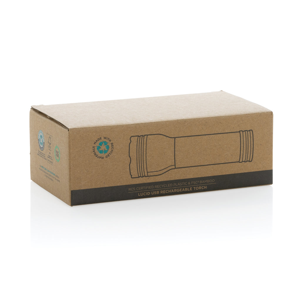 Lucid 3W Taschenlampe aus RCS recycelt. Kunststoff & Bambus – Ansicht 4