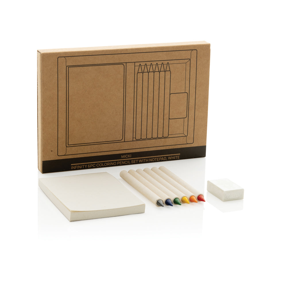 Micki GRS 6-tlg. Infinity-Buntstifteset mit Notizblock – Ansicht 4