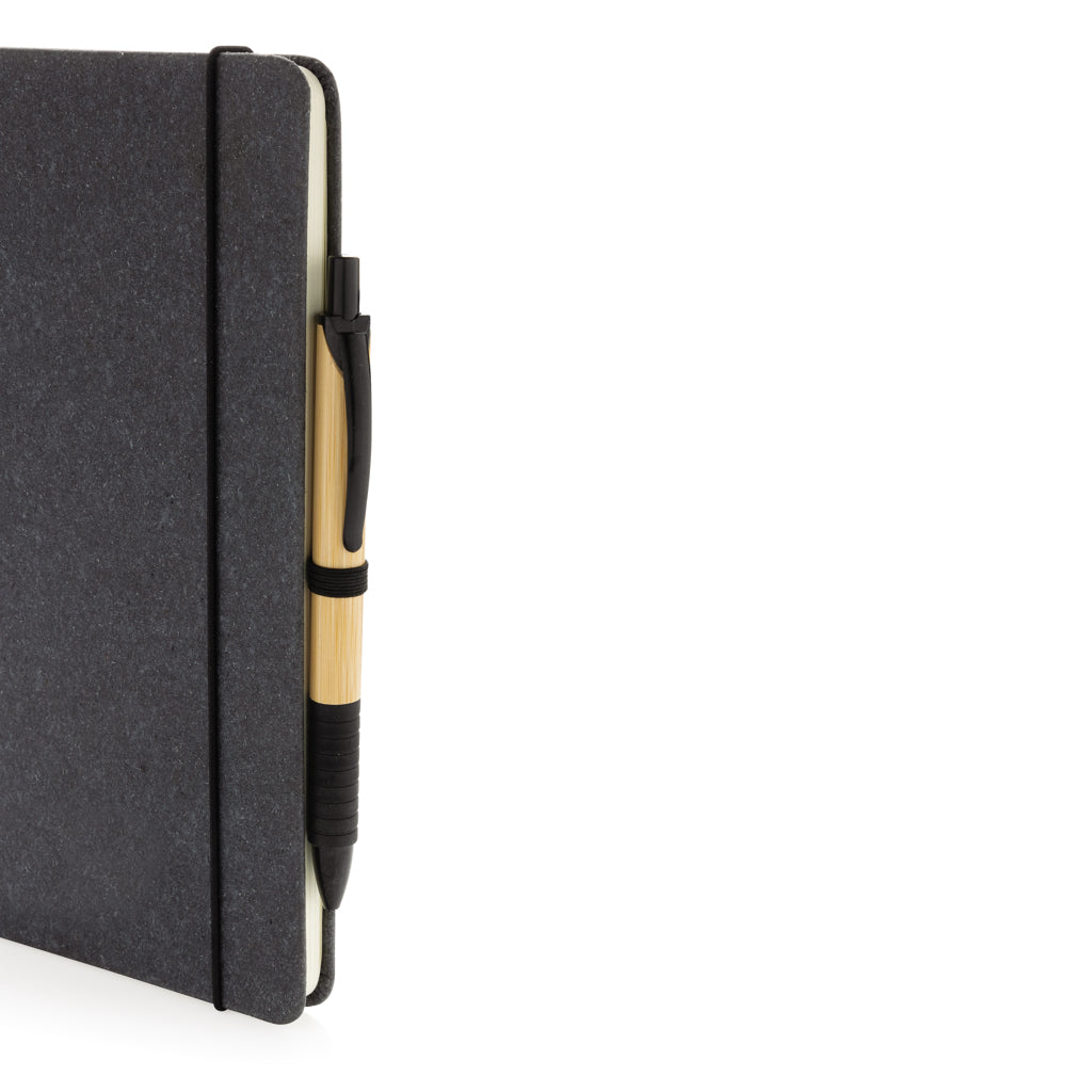 A5 Hardcover Notizbuch aus GRS recyceltem PU – Ansicht 6