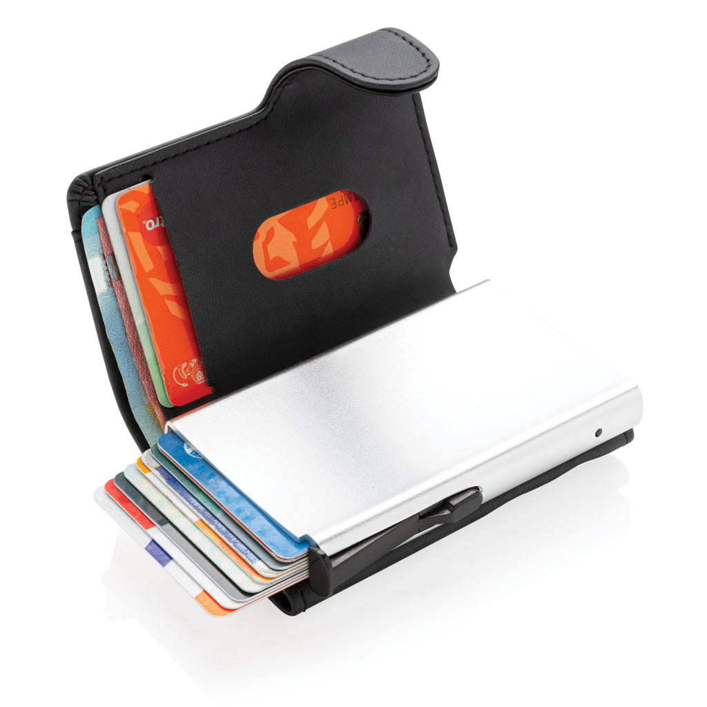 Aluminium RFID Kartenhalter mit PU-Börse – Ansicht 2
