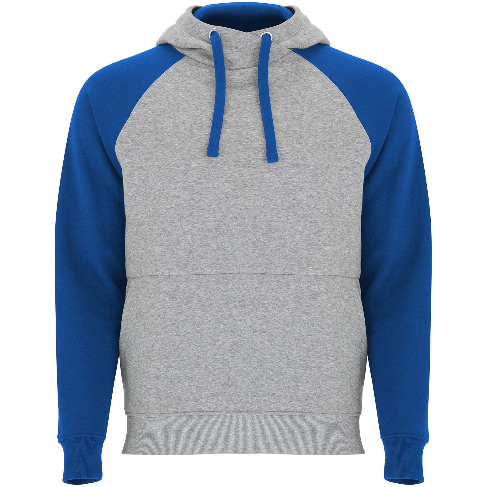 Badet 280 g/m² zweifarbiger Kapuzenpullover Unisex – Heather Grau Royalblau – 3XL
