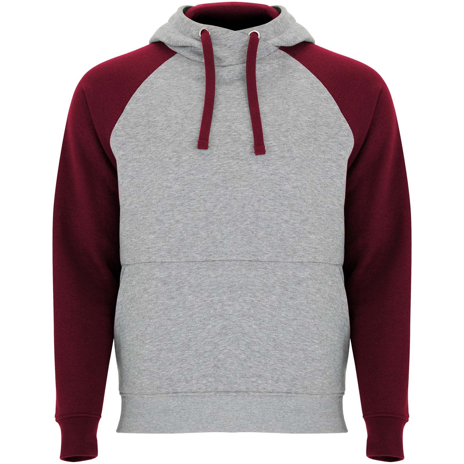 Badet 280 g/m² zweifarbiger Kapuzenpullover Unisex – Heather Grau Granatrot – 3XL