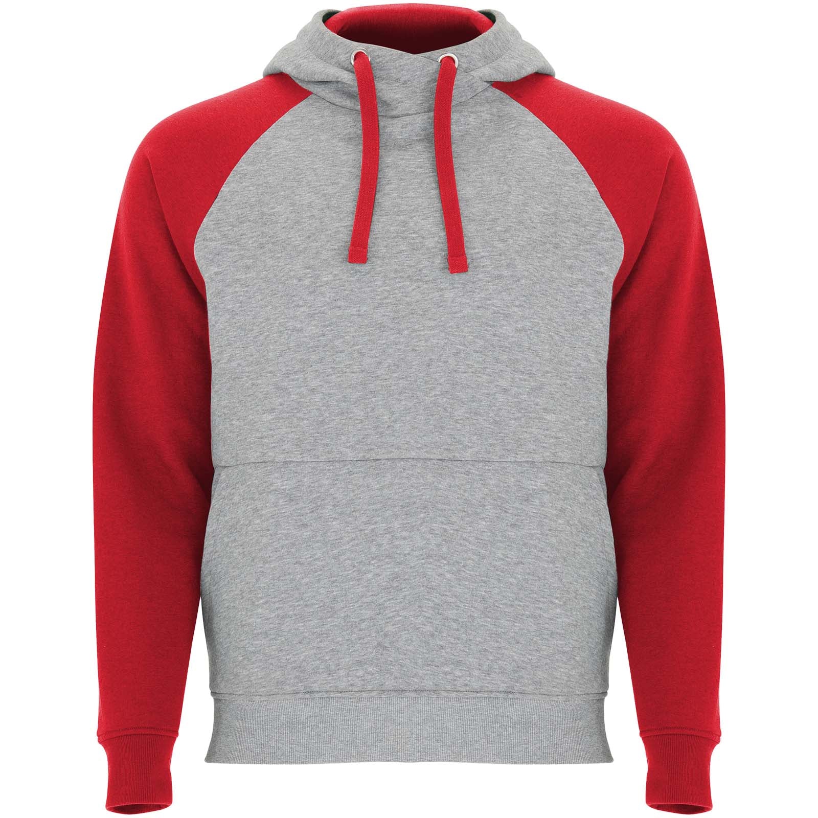 Badet 280 g/m² zweifarbiger Kapuzenpullover Unisex – Heather Grau Rot – 3XL