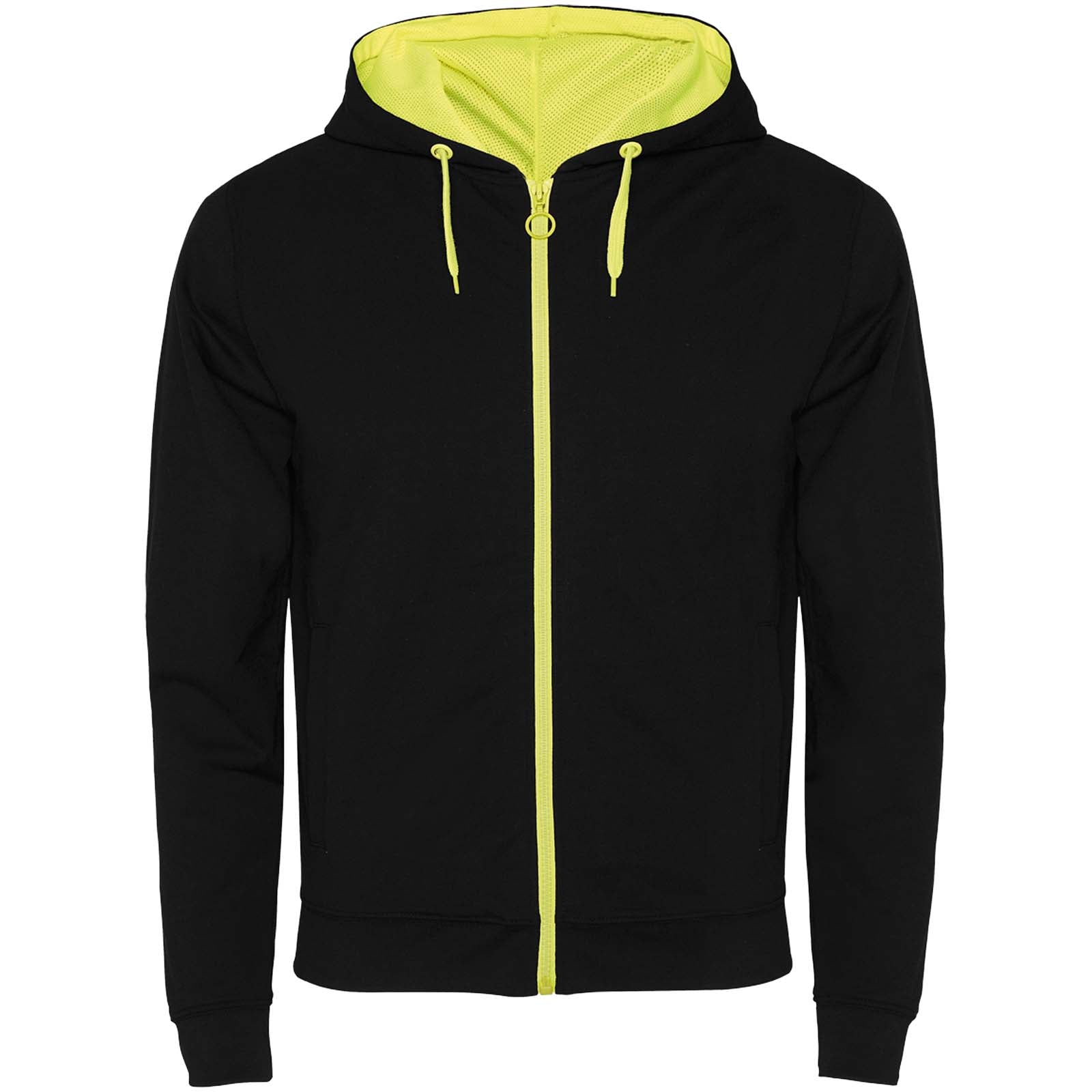 Fuji Kaputzensweatjacke Unisex – Schwarz Fluorgelb – 2XL
