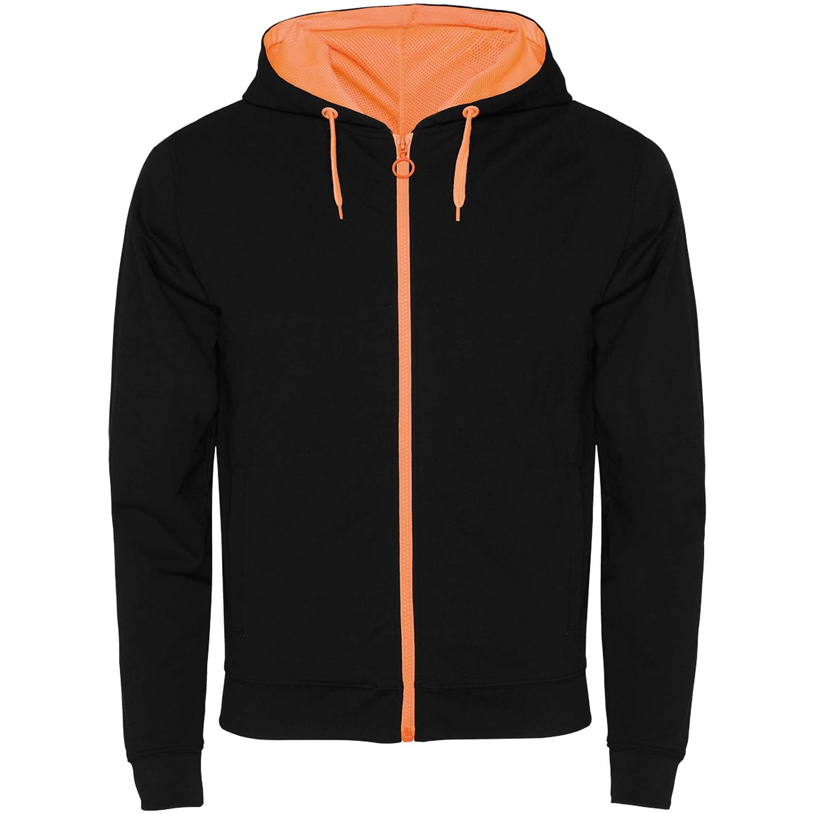 Fuji Kaputzensweatjacke Unisex – Schwarz Fluororange – 2XL
