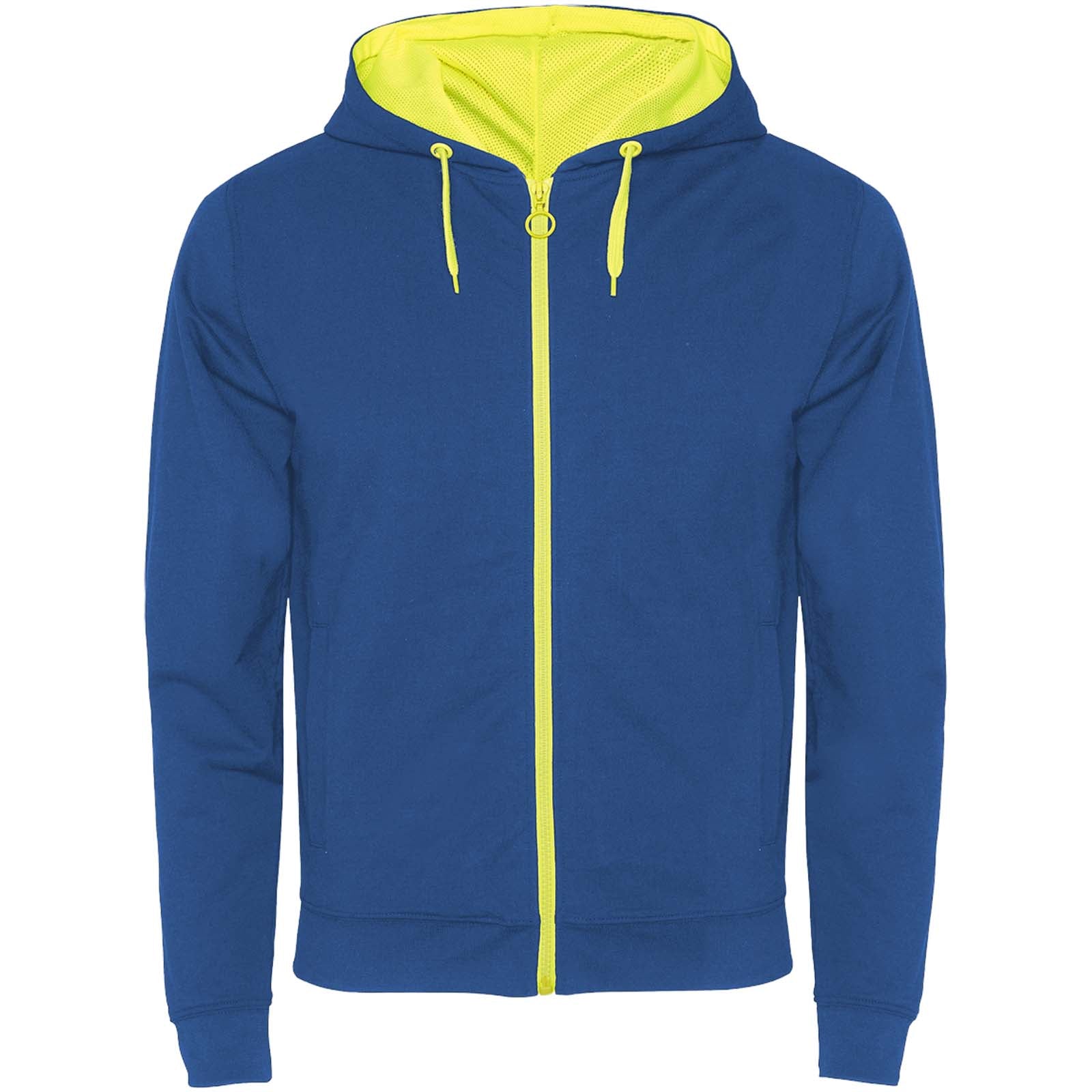 Fuji Kaputzensweatjacke Unisex – Royalblau Fluorgelb – 2XL