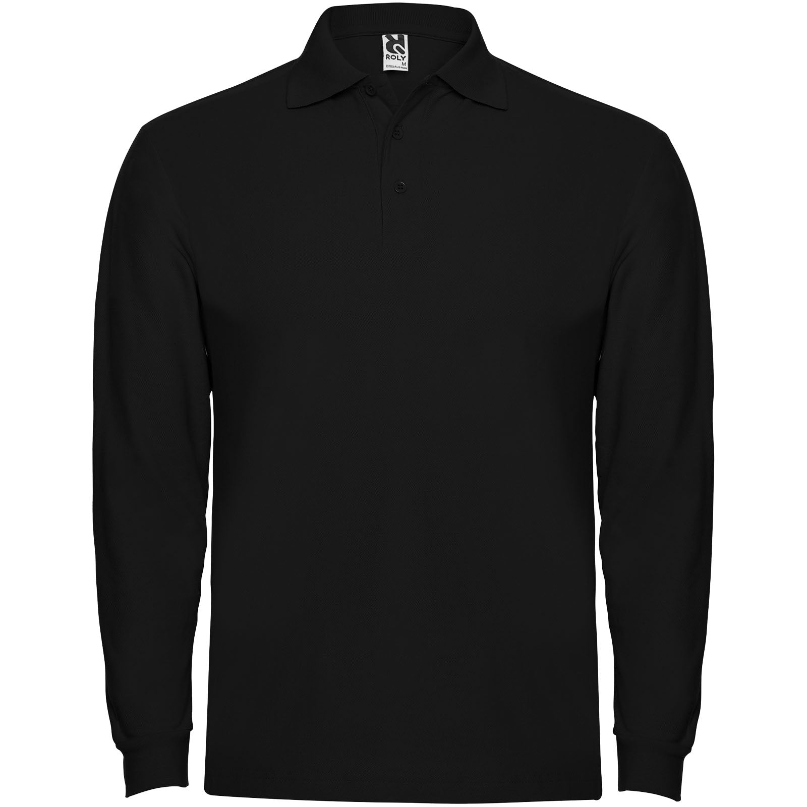 Estrella 220 g/m² Langarm Poloshirt für Herren – Schwarz – 3XL