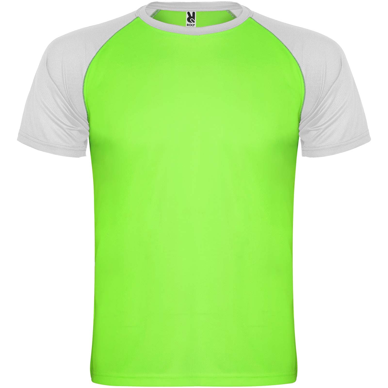 Indianapolis 140 g/m² T-Shirt Unisex aus recyceltem Material – Fluorgrün Weiss – 3XL