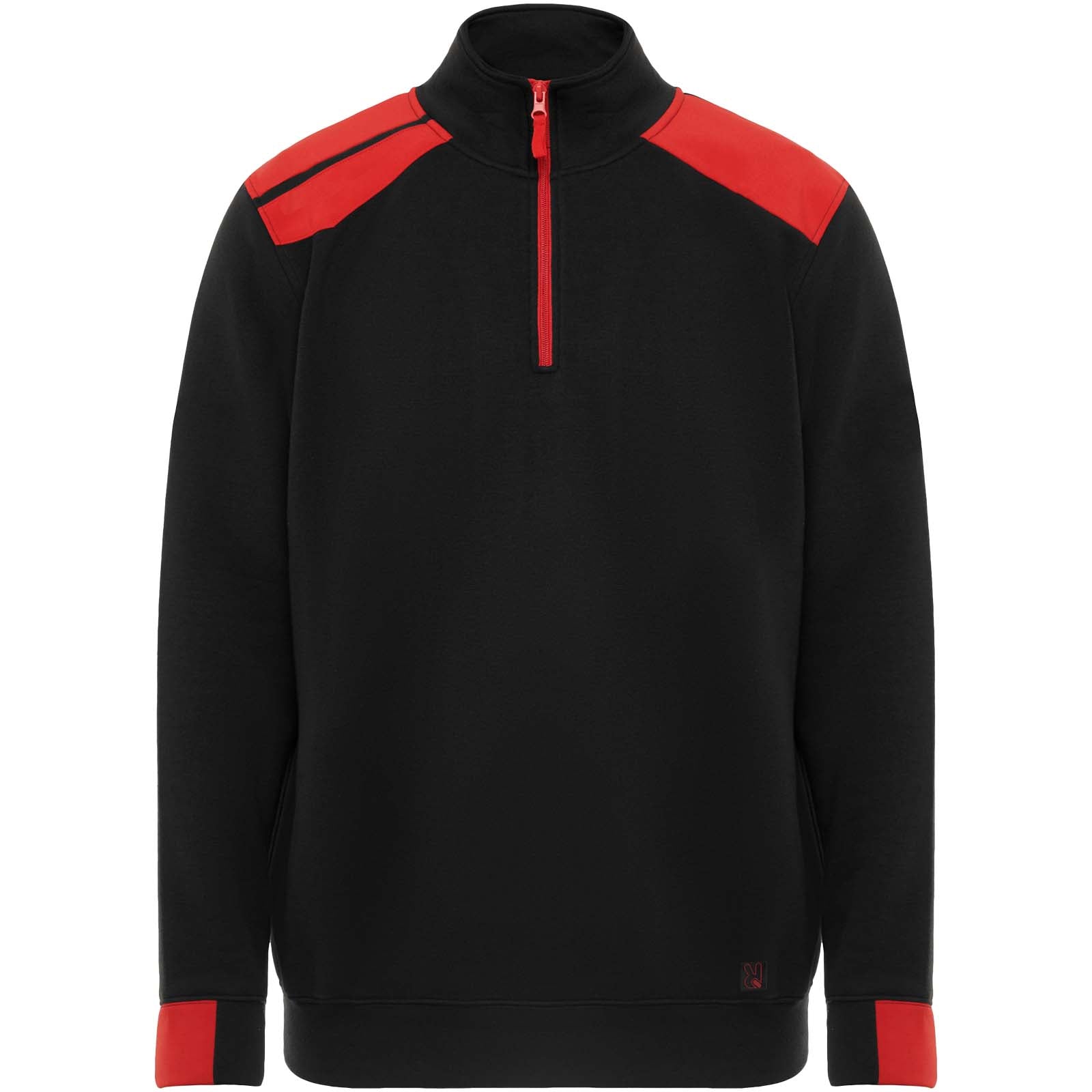 Maverick Pullover für Herren mit halbem Reißverschluss, 280 g/m2 – Schwarz Rot – 3XL