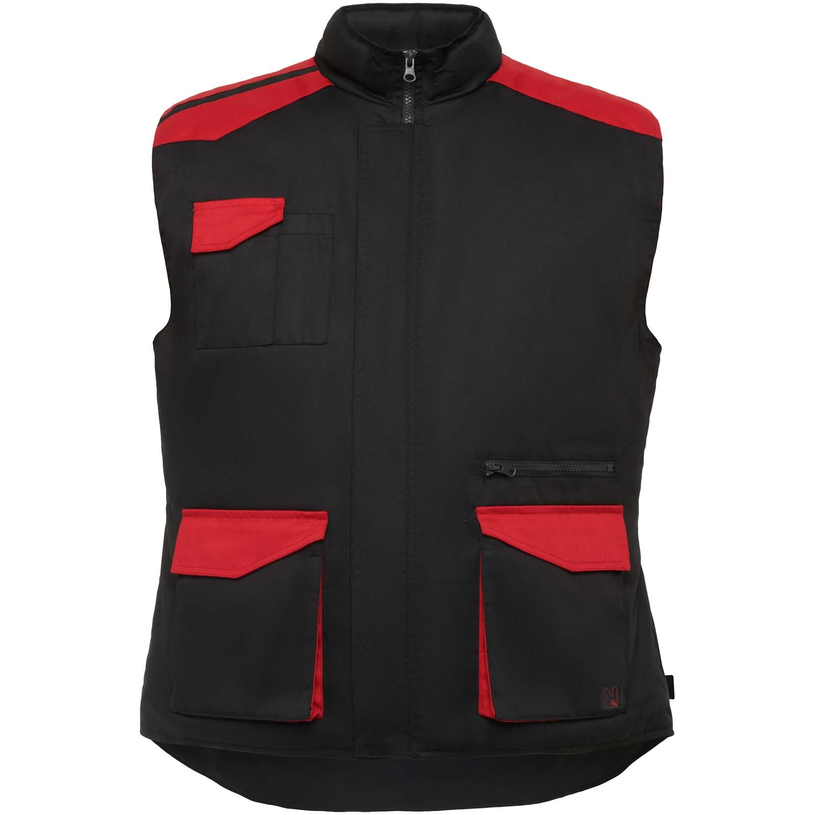 Armada Arbeitsweste mit mehreren Taschen – Schwarz Rot – 3XL