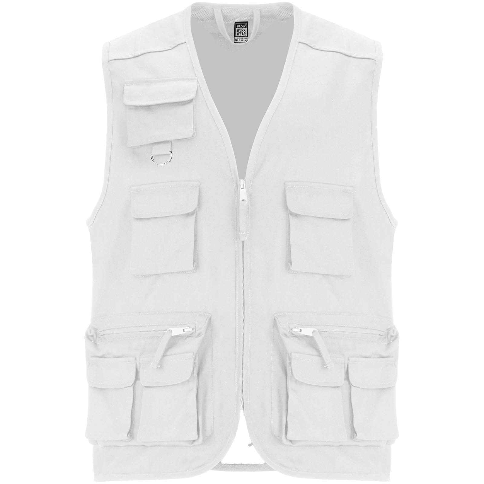 Venera Arbeitsweste mit V-Ausschnitt und mehreren Taschen, 200 g/m2 – Weiss – 3XL