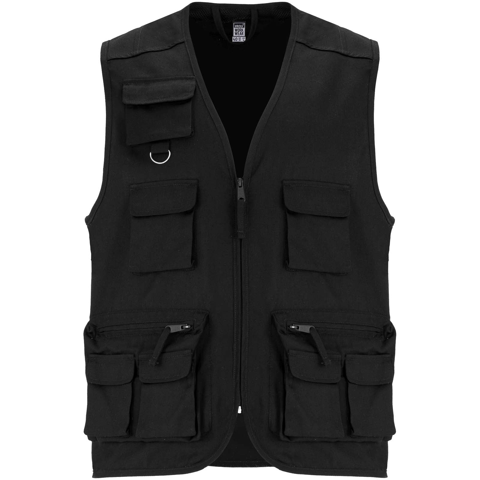Venera Arbeitsweste mit V-Ausschnitt und mehreren Taschen, 200 g/m2 – Schwarz – 3XL