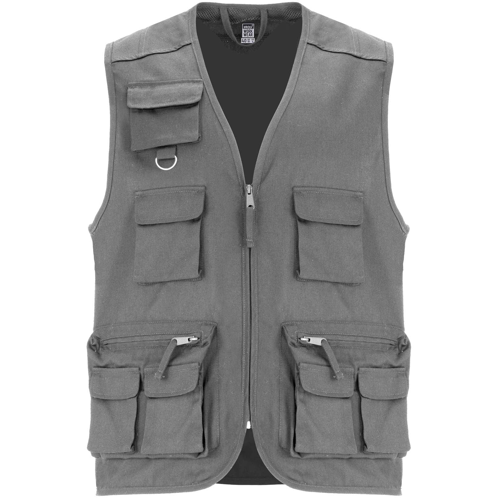 Venera Arbeitsweste mit V-Ausschnitt und mehreren Taschen, 200 g/m2 – Blei – 3XL
